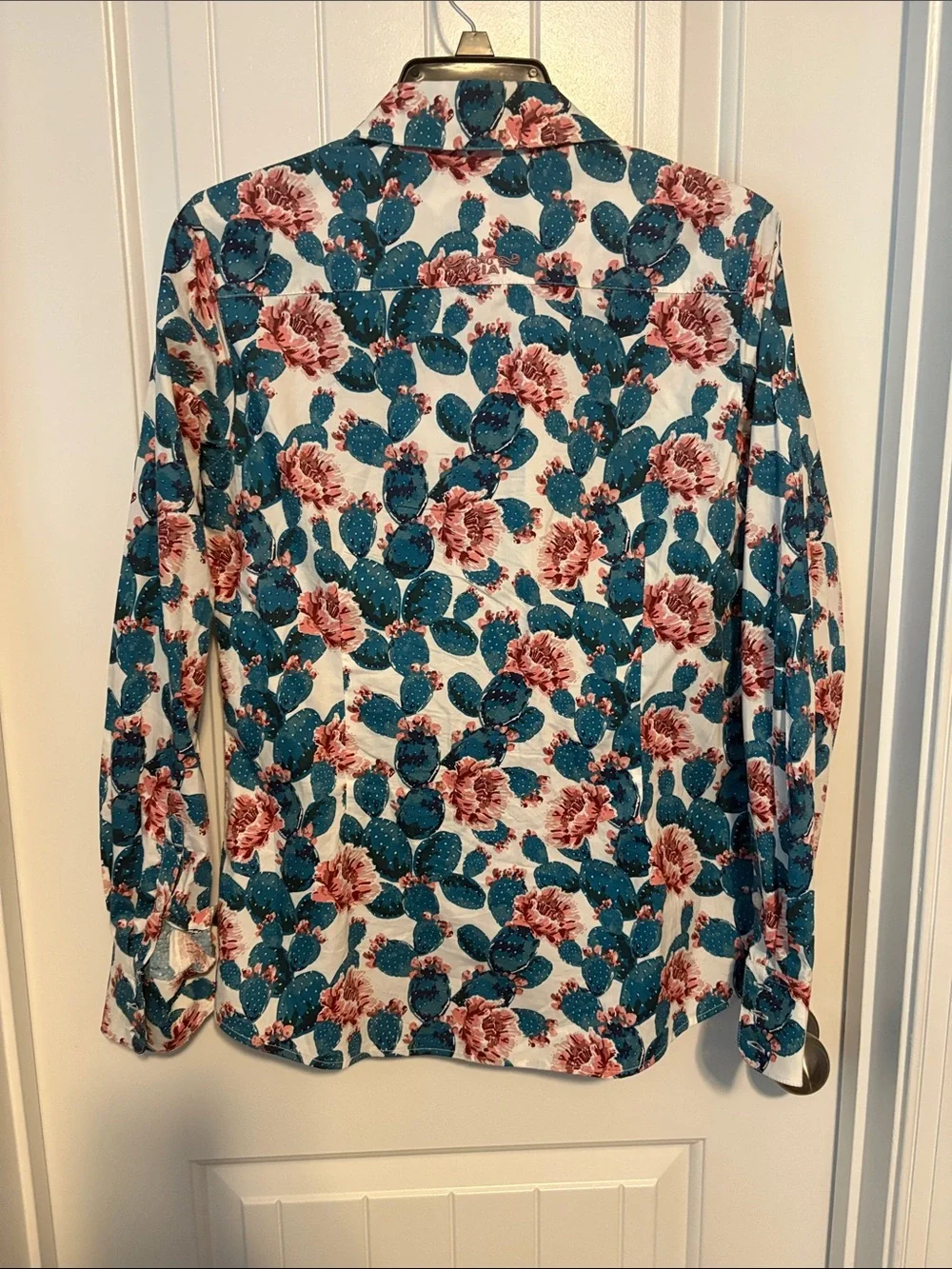 Ariat Teal Cactus & Pink Floral Button-Up Shirt - Picture 2 of 7